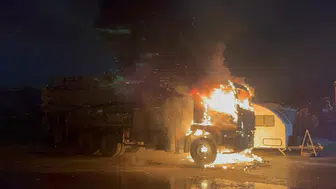 Çorlu’da beton pompası alev topuna döndü: Araç hurdaya döndü!