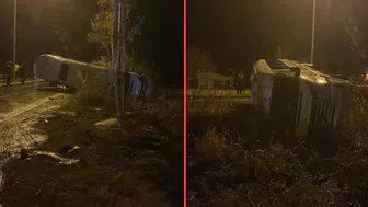 Adana'da fabrika işçilerini taşıyan minibüs devrildi: Çok sayıda yaralı var