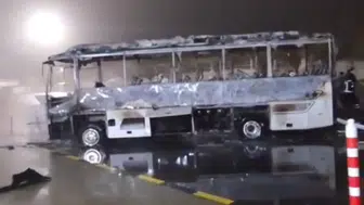 Kapıkule'de yolcu otobüsü alev alev yandı