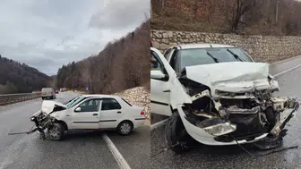 Bursa'da araç bariyerlere çarptı : Sürücü ve 2 çocuk yaralandı