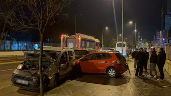 Tekirdağ'da zincirleme kaza : 4 araç birbirine girdi