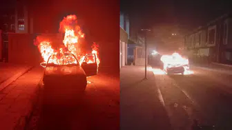 Hatay'da yangın : Araç alev topuna döndü