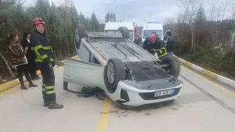 Bilecik'te araç takla attı : Yol trafiğe kapandı