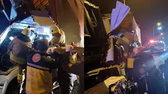 TEM Otoyolu'nda kaza : Kamyonlar çarpıştı, 1 kişi hayatını kaybetti
