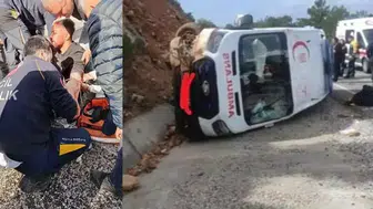 Muğla Seydikemer'de ambulans devrildi :  Paramedik yaralandı