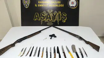 Karaman'da polis ekiplerinden denetim : 11 şahıs tutuklandı