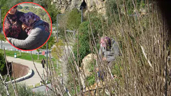 Antalya'da bir kadın, engelli oğlu için 35 metre yüksekliğindeki falezlere çıktı