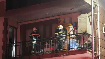 Denizli'deki kombi yangını kısa süreli paniğe yol açtı