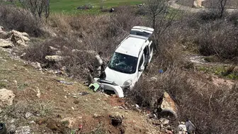 Adıyaman'da kaza : Araç köpeğe çarpmamak için şarampole girdi