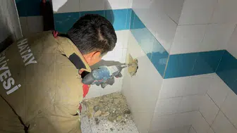 Hatay'da bacaya düşen yavru kedi için yoğun mesai