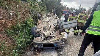 Hatay Belen’de otomobil takla attı : 2 kişi yaralandı