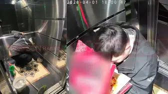 Kurye önce pizzayı yedi , ardından asansöre tuvaletini yaptı