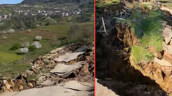 Bursa İnegöl'de heyelan faciası : Yol parçalara ayrıldı