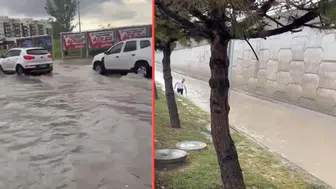 Ankara'da sağanak yağış sele neden oldu : Sokaklar göle döndü