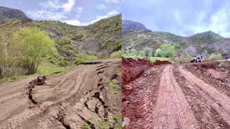 Giresun'da heyelan sonrası yol çalışmaları gerçekleştirildi