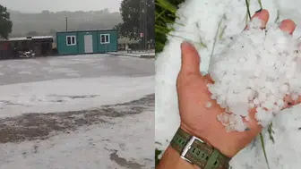 Çanakkale Ayvacık'ta dolu yağışı : Yollar beyaza büründü