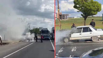 Şanlıurfa'da seyir halindeki otomobil alev alev yandı
