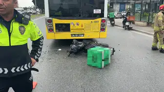 Avcılar'da kaza : Motokurye İETT otobüsüne çarptı