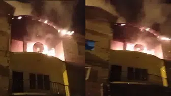 Hakkari’de 3 katlı ev alevlere teslim oldu