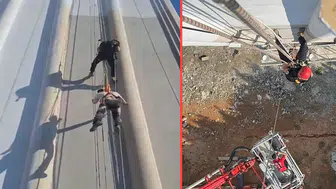 Mersin'de korku dolu anlar : İskele düştü, işçiler havada asılı kaldı