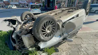 Karaman'da otomobil ters döndü : Sürücü yaralandı
