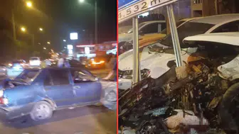 Muş'ta otomobil, park halindeki araçlara çarptı : 1'i ağır 3 yaralı