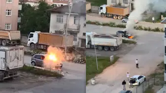 Elazığ'da park halindeki araçta yangın
