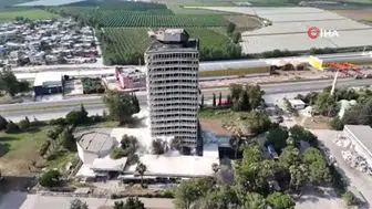 Depremde hasar gören 16 katlı Çukobirlik binası dinamit ile yıkıldı