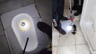 Hatay'da yavru kedi bir okulun tuvalet giderine düştü