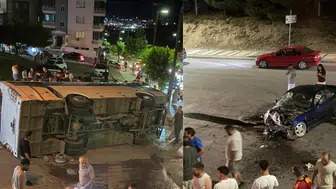 İzmir'de kaza : Servis otobüsü ile otomobil çarpıştı, 4 yaralı