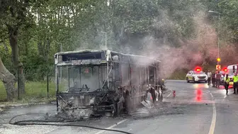 Beykoz'da seyir halindeki İETT otobüsünde yangın