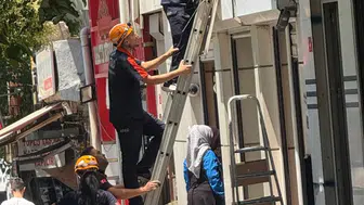 Siirt’te reklam panosuna sıkışan yavru kediyi AFAD ekipleri kurtardı