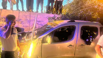 Van Gevaş'ta kamyonet şarampole yuvarlandı