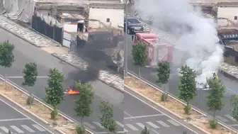 Diyarbakır'da motosiklet alev alev yandı