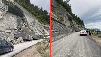 Sinop Ayvancık'ta heyelan meydana geldi : Yol ulaşıma kapatıldı