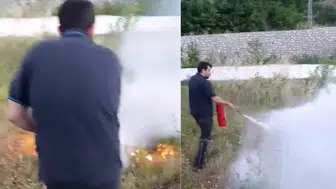 Karabük'te makinistler treni durdurup yangına müdahale etti
