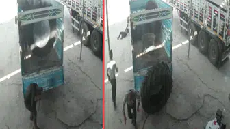 Siirt'te şişirilen kamyon lastiği patladı : 2 yaralı