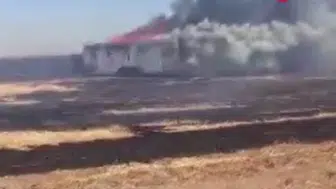Şanlıurfa Ceylanpınar'da sondaj aracı ve işçi karavanı yandı : 3 yaralı