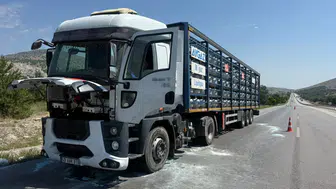 Afyonkarahisar'da tüp yüklü tırda yangın