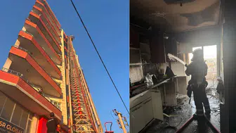 Mardin Kızıltepe'de 7 katlı apartmanda yangın : Ekipler tarafından söndürüldü
