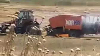 Balıkesir'de balya makinesinde çıkan yangın tarlaya sıçradı