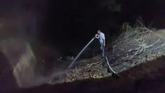 Zonguldak'ta Gümeli baraj yolu üzerinde otluk yangını çıktı
