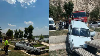 Şanlıurfa'da otomobil millet bahçesine uçtu, 1 kişi yaralandı