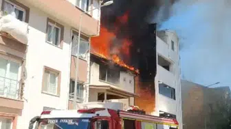 Bursa'da 3 katlı binanın çatısında yangın çıktı