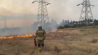 Hatay Erzin'de trafoda çıkan yangın otluk alana sıçradı
