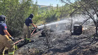 Balıkesir'de çalılık yangını : 85 arı sandığı küle döndü