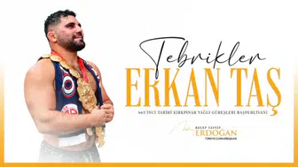 Cumhurbaşkanı Erdoğan'dan Erkan Taş'a tebrik mesajı