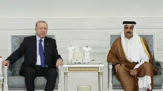 Cumhurbaşkanı Erdoğan, Katar Emiri Al Thani ile bir arada