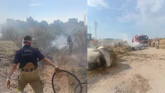 Balıkesir Susurluk'ta 1 ton saman yandı
