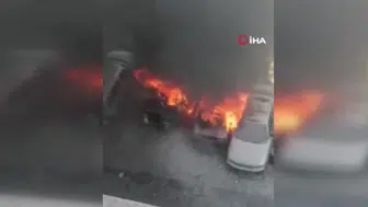 Bursa'da yangın : 3 otomobil alev alev yandı